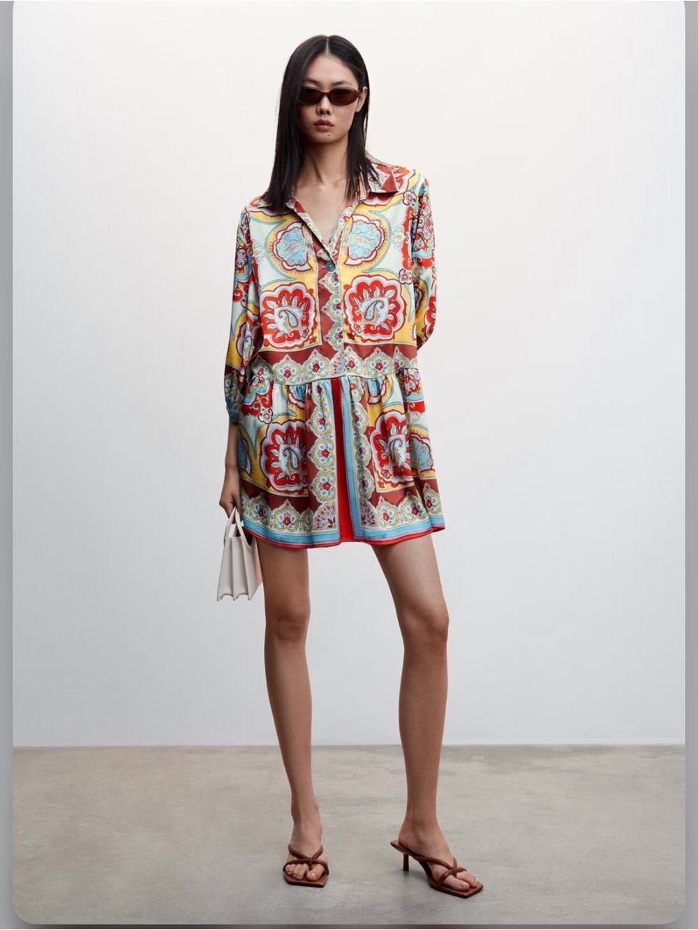 Mango Multi-Color Tile-Print Mini Dress